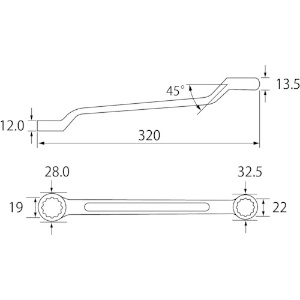 エビ 両口メガネレンチ 19X22mm 両口メガネレンチ 19X22mm OW1922 画像2