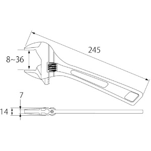 エビ ハイブリットモンキーレンチX グリップ 250mm ハイブリットモンキーレンチX グリップ 250mm UM36XD 画像4