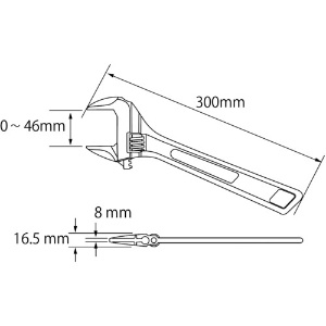 エビ ハイブリッドモンキーレンチ 300mm ハイブリッドモンキーレンチ 300mm UM46 画像5