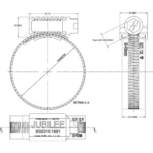 JUBILEE ホースクリップ 締付径 235-267mm (5個入) ホースクリップ 締付径 235-267mm (5個入) JBL-10.5MS 画像3