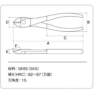 スリーピークス ピアノ線強力ニッパ 190mm ピアノ線強力ニッパ 190mm NP-190G 画像2