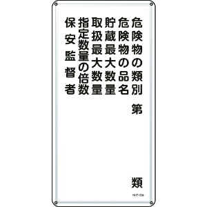 日本緑十字社 消防・危険物標識 危険物の類別・保安監督者 KHT-16M 600×300mm スチール 053116