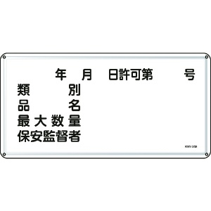 日本緑十字社 消防・危険物標識 類別・品名・保安監督者 300×600mm スチール 055130