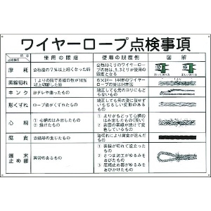 日本緑十字社 クレーン標識 ワイヤーロープ点検事項 KY-104 600×900mm エンビ 084104