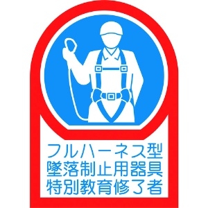 日本緑十字社 ヘルメット用ステッカー フルハーネス型墜落制止用器具特別教育修了者 HL-128 35×25mm 10枚組 オレフィン 233128