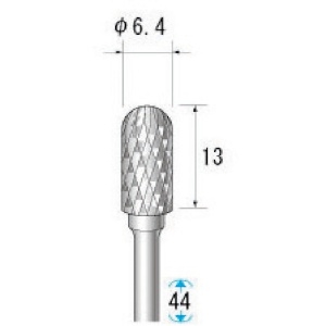 ナカニシ 超硬アロイカッター 円筒先丸(ロー付)刃径6.3mm 刃長12.7mm 24623