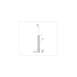 ナカニシ 超硬カッター 砲弾(ダブルカット) 刃径3mm 刃長12.7mm 24726