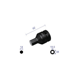 ナック ヘキサゴンレンチソケット 差込角19.0x対辺14mm 614C