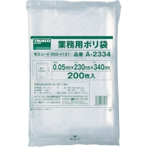 TRUSCO 小型ポリ袋 縦340X横230Xt0.05 200枚入 透明 A-2334