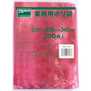 TRUSCO 小型ポリ袋 縦340X横230Xt0.05 赤 200枚入 A-2334R