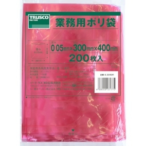 TRUSCO 小型ポリ袋 縦400X横300Xt0.05 赤(200枚入) A-3040R