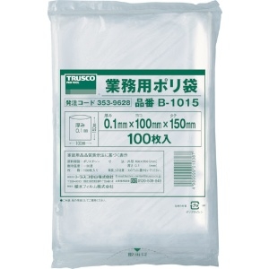 TRUSCO 厚手ポリ袋 縦150X横100Xt0.1 透明 (100枚入) B-1015