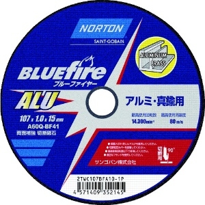 NORTON 切断砥石 ブルーファイヤ―ALU(アルミ) 107mm×1.0mm 10枚入り 2TWC107BFA101P_set