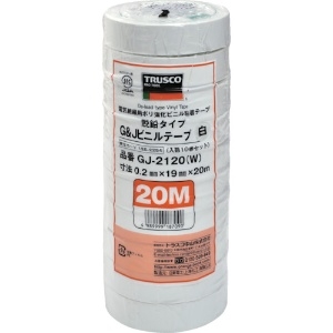 TRUSCO 脱鉛タイプビニールテープ 19mmX20m 10巻入り 白 GJ-2120