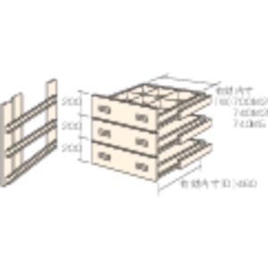 TRUSCO M2型棚用引出し 浅型3段セット HM2-6003