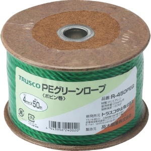 TRUSCO PEグリーンロープ 3つ打 線径4mmX長さ50m R-450PEG