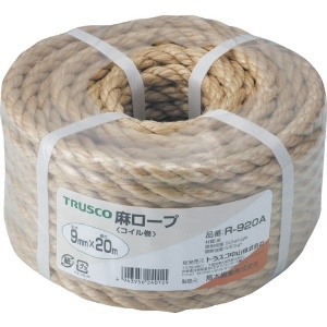 TRUSCO 麻ロープ 3つ打 線径9mmX長さ20m R-920A