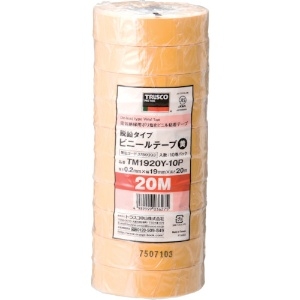 TRUSCO 脱鉛タイプ ビニールテープ 19X20m 黄 10巻入り TM1920Y-10P