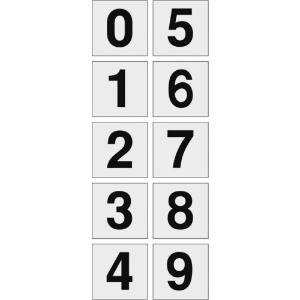 TRUSCO 数字ステッカー 100×100 「0〜9」連番 透明地/黒文字 1枚入 TSN-100-10-TM