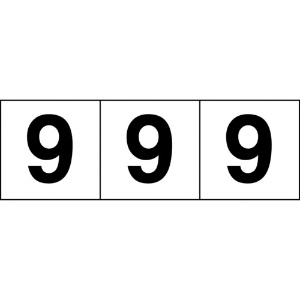 TRUSCO 数字ステッカー 100×100 「9」 透明地/黒文字 3枚入 TSN-100-9-TM