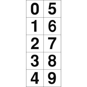 TRUSCO 数字ステッカ― 30×30 「0〜9」連番 白地/黒文字 1枚入 TSN-30-10