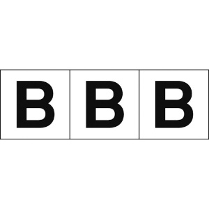 TRUSCO アルファベットステッカー 30×30 「B」 白地/黒文字 3枚入 TSN-30-B