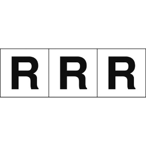 TRUSCO アルファベットステッカー 30×30 「R」 白地/黒文字 3枚入 TSN-30-R