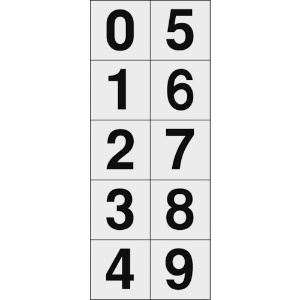 TRUSCO 数字ステッカー 50×50 「0〜9」連番 透明地/黒文字 1枚入 TSN-50-10-TM