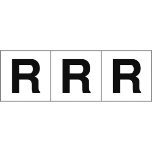 TRUSCO アルファベットステッカー 50×50 「R」 白地/黒文字 3枚入 TSN-50-R