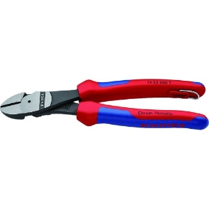 KNIPEX 強力型ニッパー 落下防止 12度 オフセット型 200mm 7422-200TBK