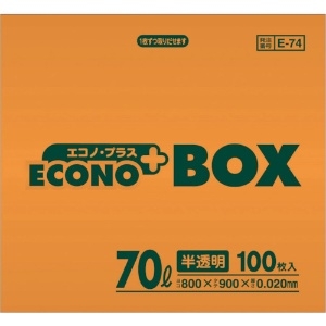 サニパック E-74エコノプラスBOX70L半透明 (100枚入) E-74-HCL