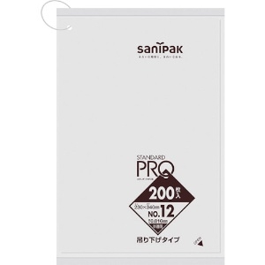 サニパック スタンダードポリ袋吊り下げタイプ(0.01mm)12号 200枚 H12H-HCL