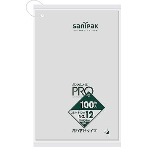 サニパック L12Hスタンダードポリ袋吊り下げタイプ(0.03)12号 L12H-CL