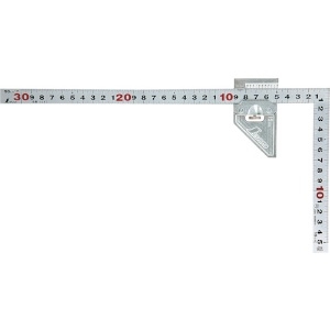 シンワ 曲尺平ぴた シルバー30cm 表裏同目 曲尺用ストッパー金属製付JIS 12483