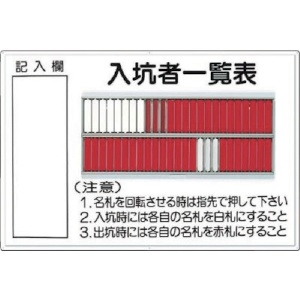 つくし 標識 「入坑者一覧表 50人用」 80-A