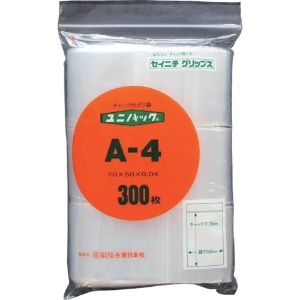 セイニチ 「ユニパック」 A-4 70×50×0.04 (300枚入) (後継品:A4100) A-4