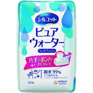 ユニ・チャーム 【生産完了品】シルコットピュアウォーターウェットティシュ 本体60枚 45483