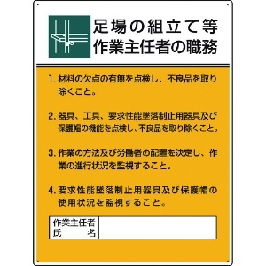 ユニット 作業主任者職務板 足場の組立て等作業… 808-21B