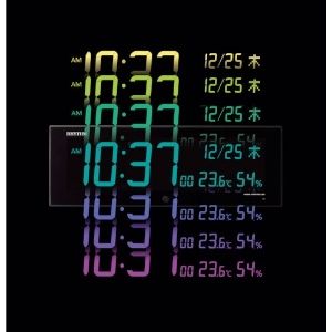 RHYTHM リズム 電波 壁掛け・置き時計 温湿度計付き 365色LED AC電源 黒 139*400*23 リズム 電波 壁掛け・置き時計 温湿度計付き 365色LED AC電源 黒 139*400*23 8RZ184SR02 画像5