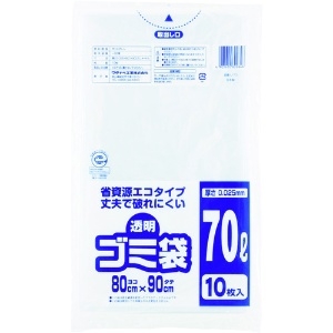 ワタナベ 透明ゴミ袋(再生原料タイプ)70L (10枚入) 透明ゴミ袋(再生原料タイプ)70L (10枚入) U-70