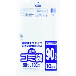 ワタナベ 透明ゴミ袋(再生原料タイプ)90L (10枚入) U-90