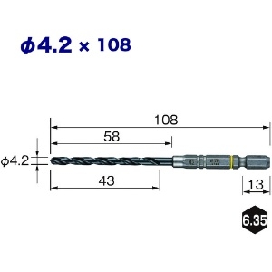 ベッセル クッションドリル(鉄工用)3本組 Φ4.2 全長108mm クッションドリル(鉄工用)3本組 Φ4.2 全長108mm AMD3S-4.2 画像2