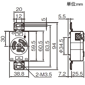 パナソニック 【受注生産品】機器用接地3P・20A引掛埋込コンセント 黒 【受注生産品】機器用接地3P・20A引掛埋込コンセント 黒 WCF52320BK 画像2