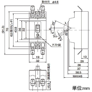 パナソニック 【受注生産品】小形漏電ブレーカ 差込み端子タイプ(ファストン端子) 2P2E 15A 感度電流30mA 小形漏電ブレーカ 差込み端子タイプ(ファストン端子) 2P2E 15A 感度電流30mA BJS1532F1 画像2