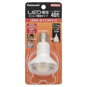 パナソニック 【受注生産品】LED電球 ミニレフ電球タイプ ミニレフ電球40形相当 電球色相当 E17口金 密閉型器具・断熱材施工器具対応 【受注生産品】LED電球 ミニレフ電球タイプ ミニレフ電球40形相当 電球色相当 E17口金 密閉型器具・断熱材施工器具対応 LDR4L-W-E17/RF4/X