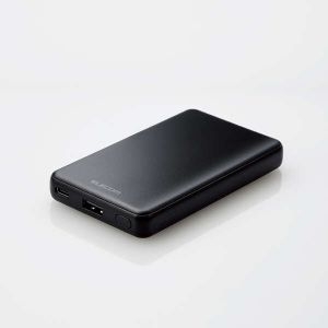 ELECOM 5000mAh C+A 12W モバイルバッテリー DE-C26-5000BK