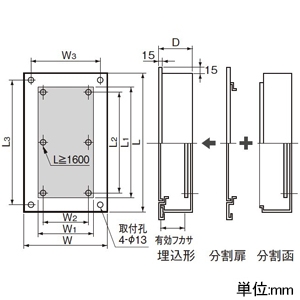 パナソニック 盤用キャビネット 屋内用 NE型 分割扉(ドア+前面枠) 埋込形 木製基板付 フカサ100mm(有効フカサ70mm)タイプ・フカサ125mm(有効フカサ95mm)タイプ 片扉 ヨコ280×タテ380mm 盤用キャビネット 屋内用 NE型 分割扉(ドア+前面枠) 埋込形 木製基板付 フカサ100mm(有効フカサ70mm)タイプ・フカサ125mm(有効フカサ95mm)タイプ 片扉 ヨコ280×タテ380mm BPXF2535V 画像2