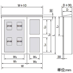 パナソニック 【受注生産品】集合計器盤用キャビネット 屋外用 東京電力管内・中部電力管内 屋根付き 木製基板付 4窓 WHMスペース30A・一般電力管内WHMスペース120A ヨコ1000×タテ930mm 【受注生産品】集合計器盤用キャビネット 屋外用 東京電力管内・中部電力管内 屋根付き 木製基板付 4窓 WHMスペース30A・一般電力管内WHMスペース120A ヨコ1000×タテ930mm BOG7047VW 画像4