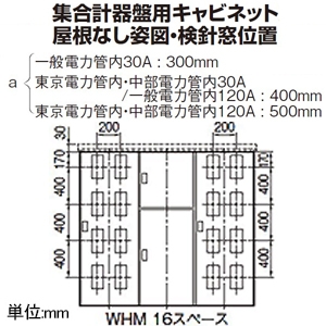 パナソニック 【受注生産品】集合計器盤用キャビネット 屋外用 東京電力管内・中部電力管内 屋根付き ステンレス製 木製基板付 16窓 WHMスペース30A・一般電力管内WHMスペース120A ヨコ1700×タテ1730mm 【受注生産品】集合計器盤用キャビネット 屋外用 東京電力管内・中部電力管内 屋根付き ステンレス製 木製基板付 16窓 WHMスペース30A・一般電力管内WHMスペース120A ヨコ1700×タテ1730mm BPS71671VW 画像3