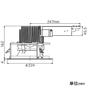 日立 【受注生産品】LEDダウンライト 高出力形 LED光源一体形 初期照度補正・連続調光兼用形 FHT42形×4灯相当 節電・低照度形 広角 昼光色 埋込穴φ200mm 【受注生産品】LEDダウンライト 高出力形 LED光源一体形 初期照度補正・連続調光兼用形 FHT42形×4灯相当 節電・低照度形 広角 昼光色 埋込穴φ200mm LDE74AMD-JX14A 画像2